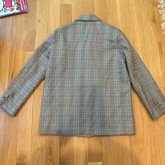 Böhme Women’s Blazer Houndstooth Plaid Academia One Button Large - Picture 3 of 7